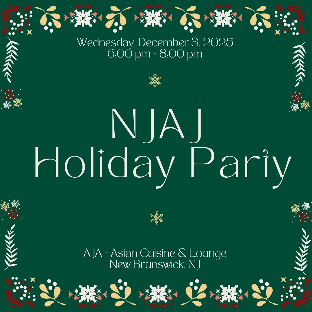 Join us for the NJAJ Holiday Party at AJA – Asian Cuisine &amp; Lounge in New Brunswick!
Let’s enjoy great food, festive vibes, and good company 🌟 #NJAJHolidayParty

nj-justice.org/?pg=WTLCHolida…