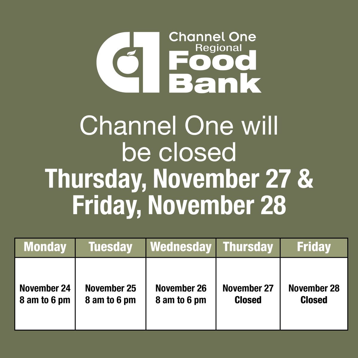 Channel One Regional Food Bank tweet media