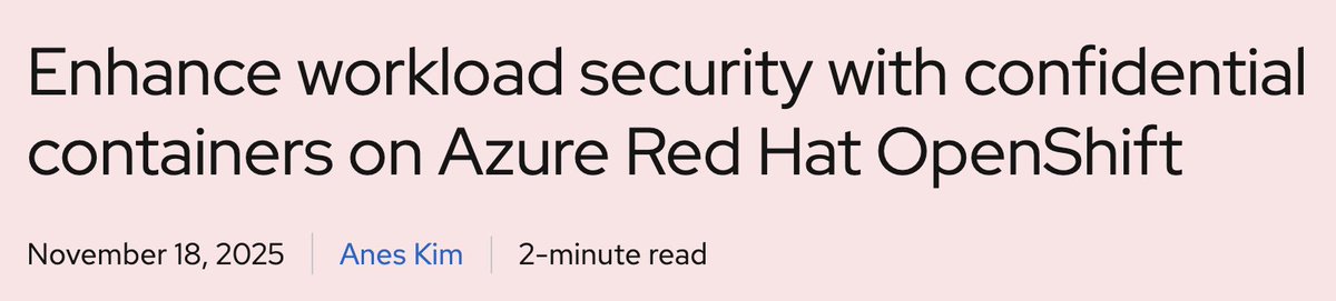 openshift's tweet image. Looking for ways to enhance safeguards for your sensitive workloads? Good news. Coming soon, starting with @Microsoft @Azure @RedHat #OpenShift (#ARO) 4.15, we&apos;ll be making confidential containers on ARO GA. Learn how this development can help YOU: red.ht/4oSjCW8.