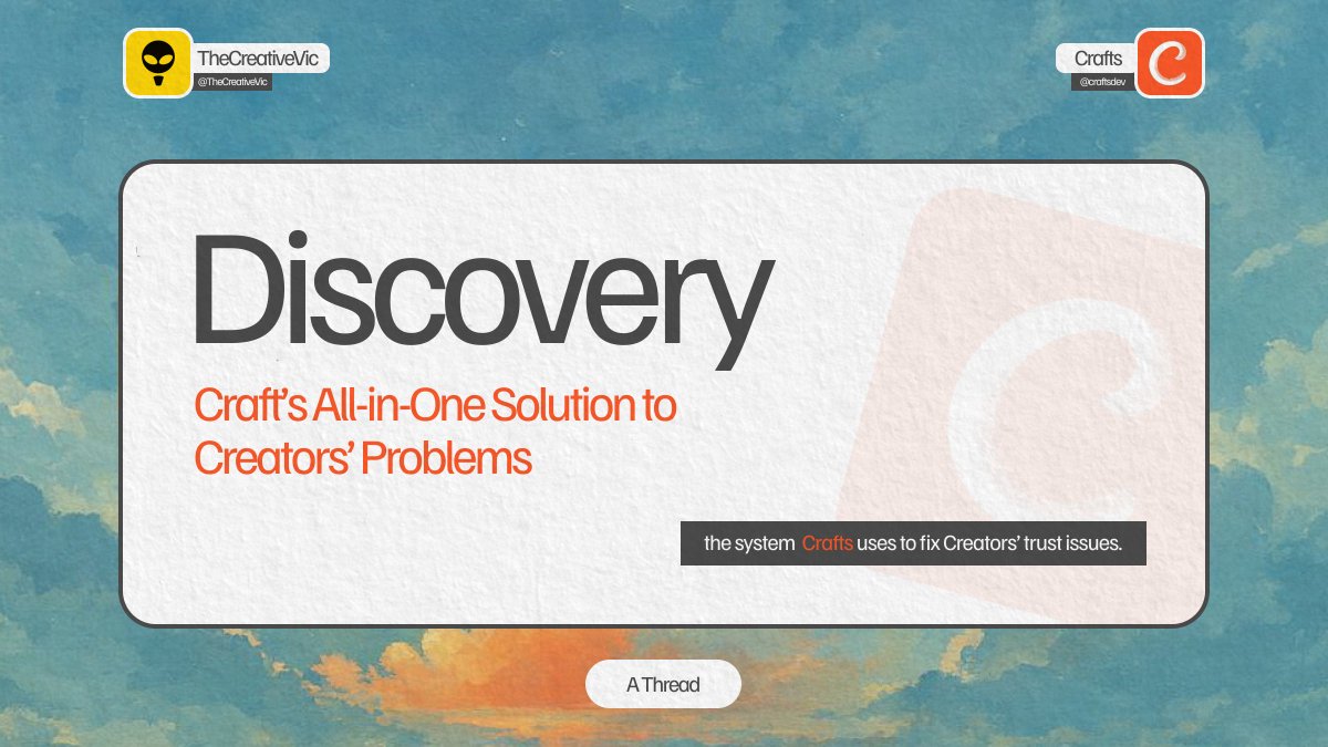 TheCreativeVic's tweet image. Crafts created a system called “Discovery”, where early-stage projects on @solana  get visibility and support.

At the same time, this is a system where creators can test these products, give feedback, and earn rewards for helping projects gain traction