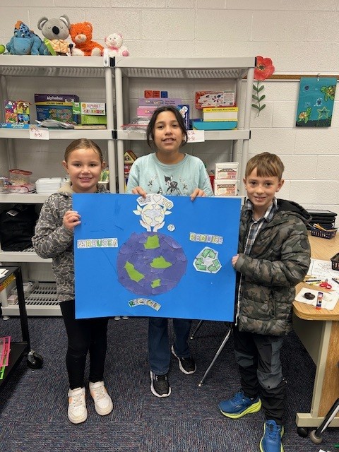 M. M. Pierce's Environmental Club have been busy teaching through our publications of Turtle TV using posters they made about the 3 R’s: Reduce, Reuse, and Recycle!
