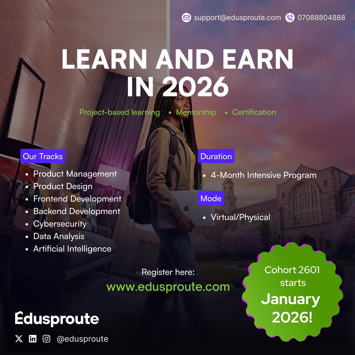 edusproute_'s tweet photo. 2026 is almost here.
If you want to stand out in tech, now is the time to learn the skills that actually open doors.
Edusproute’s new cohort starts January 2026—hands-on learning, mentorship, real career growth.
Start your journey https://t.co/Osn8e2KzzD

#2026skill #Edusproute https://t.co/wvwXJc3JBk