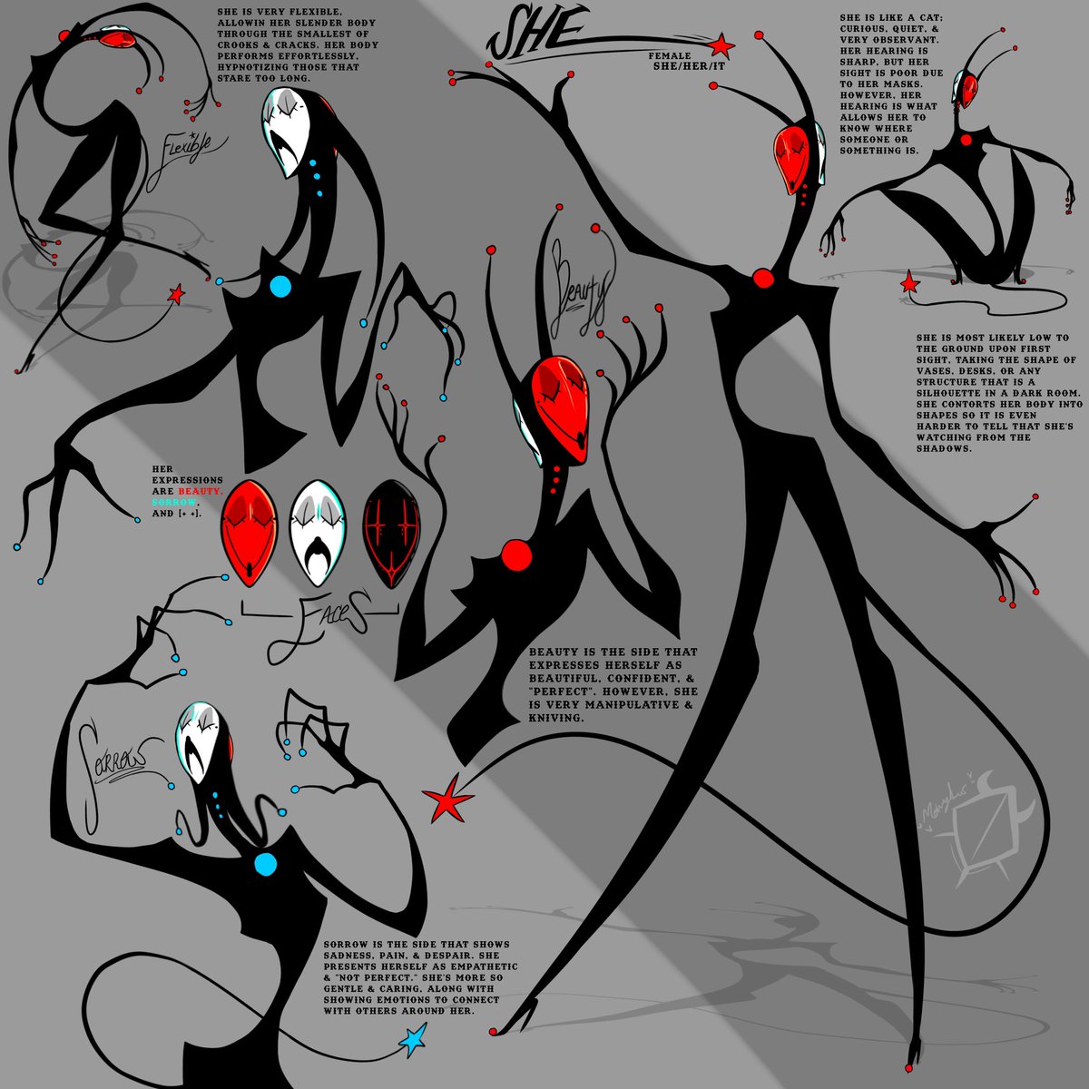 🎭Meet "SHE"⭐️
💧[Sorrow&amp;Beauty]💄
'She' is a beautiful possessed suit with two personalities, Sorrow &amp; Beauty. Sorrow is the sad and more emotional side, whilst Beauty is the dramatic-but-beautiful side.
•
•
•
[SHES SO COOL LOOKING🥺]
#myart #oc #ocdesign #digitalart #sheoc