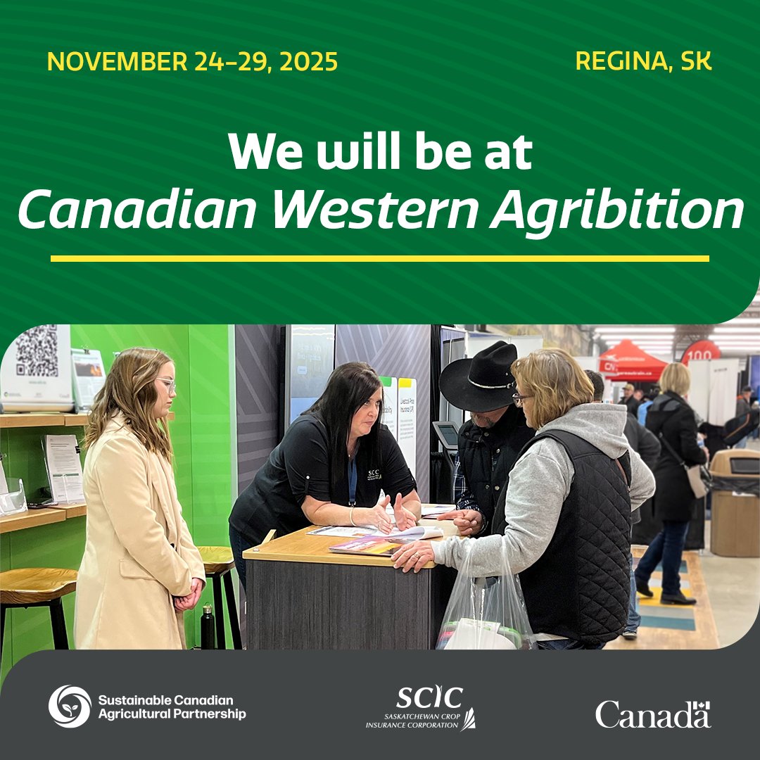 The countdown is on! Just a few days until we are at Canadian Western Agribition. 

SCIC staff is ready to assist with your program questions. #CWA25 #SaskAg