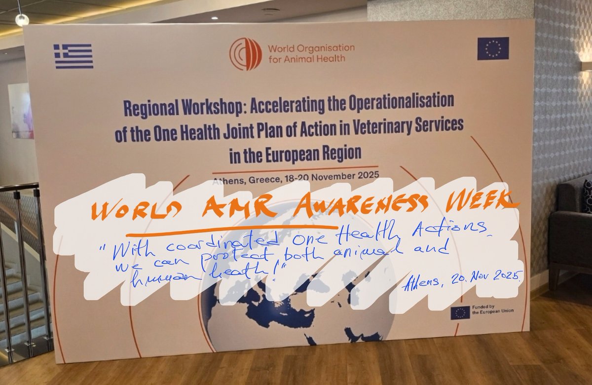 World AMR Awareness Week: AMR is a silent pandemic — but not inevitable.
Today at our WOAH Europe One Health workshop in Athens, we reaffirmed: prevention works, stewardship works, One Health works.
Together we can protect both animal and human health.