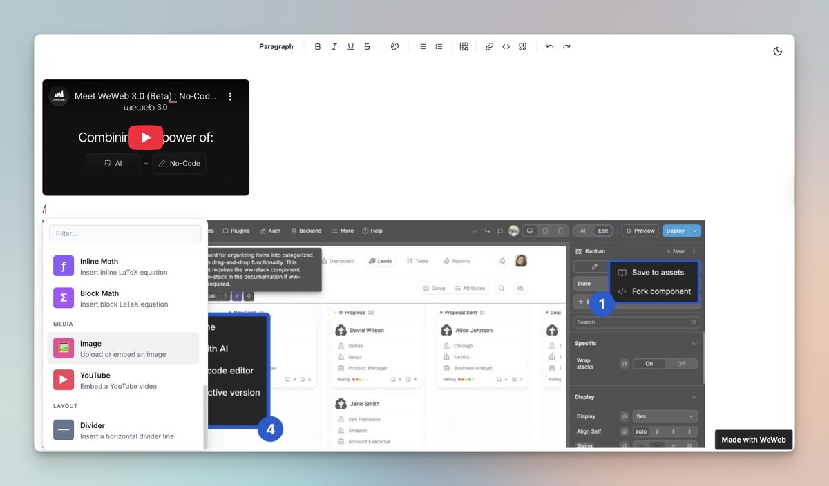 Ishika_ij's tweet image. 🔥 Absolutely loving this Notion-like rich text editor built by @the_icon_x!

You can play with it here: …55-97d0-3f8d9380763d.weweb-preview.io