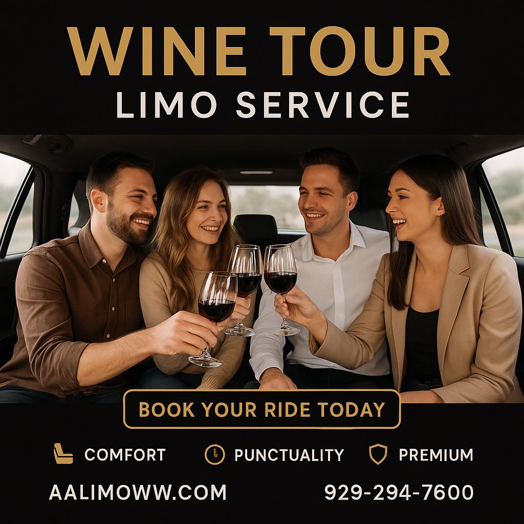 AALimoWw's tweet image. With AALimoww’s Wine Tour Limo Service, your day is more than a trip, it’s an experience. Gather your friends, relax in a luxury SUV, and let our professional chauffeurs handle the ride while you enjoy every pour, every laugh, and every moment.
#WineTourLimo #AALimoww  #NYCLimo