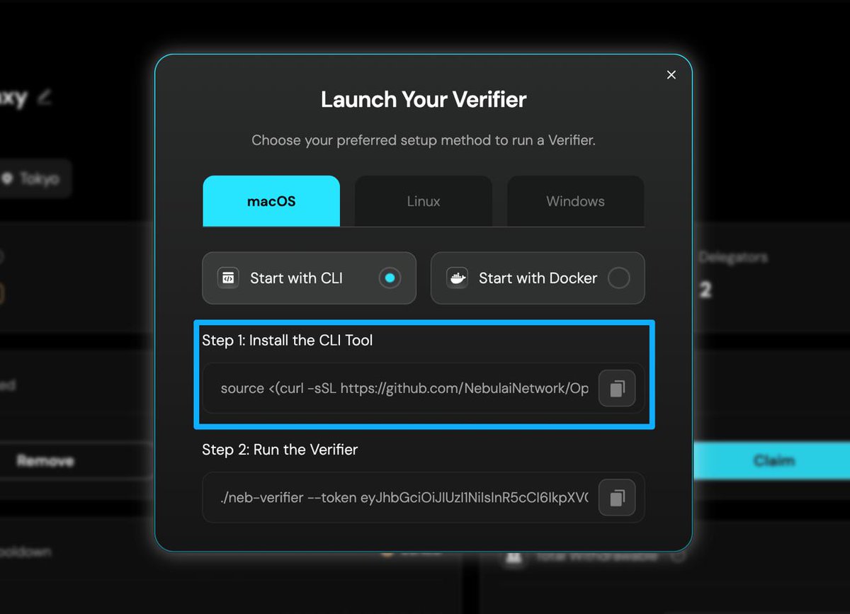 NebulaiHQ's tweet image. 📢 #Nebulai Verifiers: Important Update

We noticed some Verifiers were disconnecting, so we shipped a fix!

The updated CLI now includes Auto-Reconnect to keep your node online 24/7.

How to update:
1️⃣ Select your OS
2️⃣ Re-install the CLI (Step 1)
3️⃣ Copy the new command &amp;amp; start…