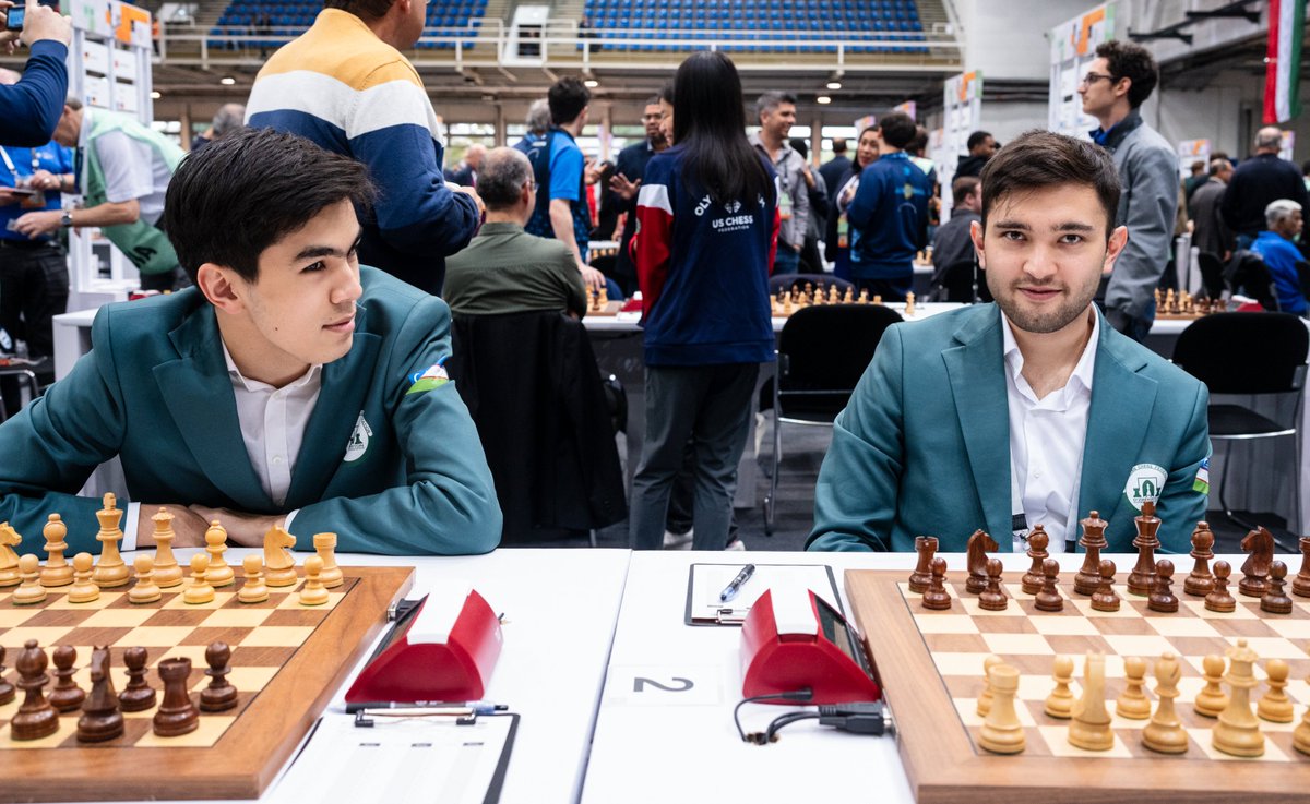 chesscom's tweet image. There will be an Uzbek chess grandmaster in the World Cup final! 🇺🇿🇺🇿

Olympiad-winning teammates Sindarov and Yakubboev are paired against each other in the semis, confirming Uzbekistan will be represented in the final.