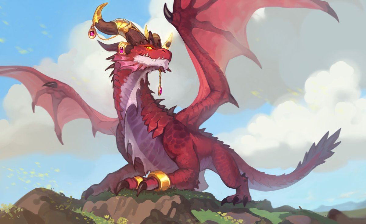 sabvenia's tweet image. &quot;On the stone ledges stands a red dragon, immense and majestic. And yet something tells you: you are safe.&quot; 
Having seen Alexstrasza just once in her true form, a huge red dragon near the Wrathgate, I was so impressed! 😱
#worldofwarcraft #warcraft #dragon #illustration