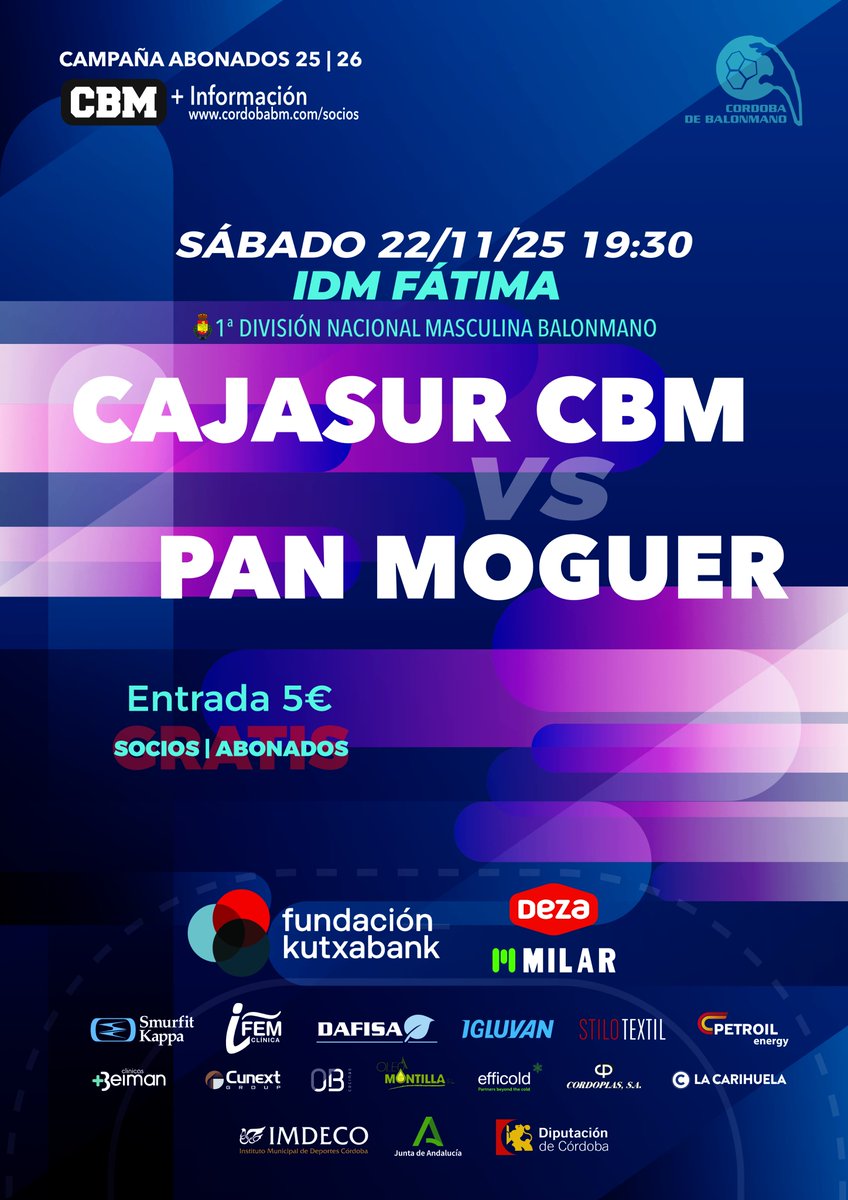 Partidazo en Fátima el sábado. El <a href="/FundKutxabank/">Fundación Kutxabank</a> CBM necesita el mayor apoyo posible para superar a un <a href="/CBMPAN/">PAN Moguer</a> del que le separa un solo punto

✅ Socio/Abonado: Acceso libre 🆓 
✅ Público general: 5⃣ €

#OrgulloGranate