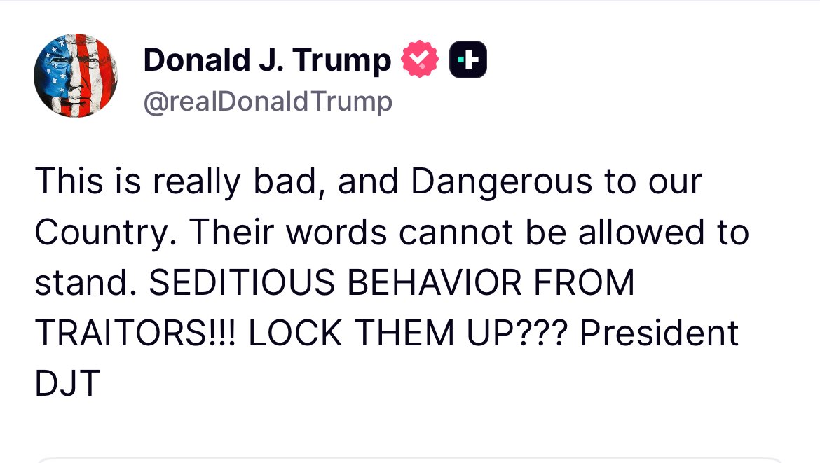 YoAdrienne1968's tweet image. Every Democrat who appeared in the video urging our military to defy orders needs to be arrested. This blatant undermining of Trump and Hegseth has got to stop, @AGPamBondi