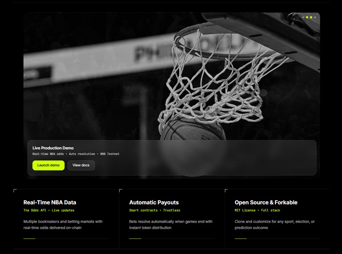 RionOracle's tweet image. OPPORTUNITY FOR SERIOUS BUILDERS ON BNB:

If you want to launch your own prediction market brand + token on top of RION Oracle and take it live on four.meme or PancakeSwap, get in touch.

You can fork our open-source NBA prediction markets repo and adapt it to any…