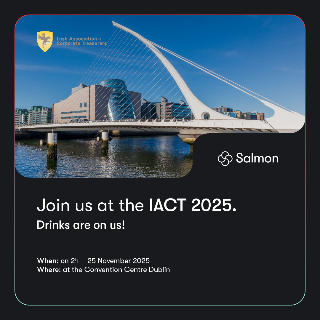 SalmonSoftware's tweet photo. We’re heading to IACT 2025 in Dublin.
Salmon will exhibit and sponsor the evening drinks. Join us at the Convention Centre Dublin on 24 to 25 Nov 2025. Want to meet the team? Message us to set a time:https://t.co/TDyMKjr694

#SalmonTreasurer #IACT #TreasuryManagement #Dublin https://t.co/4Z8goadzcV