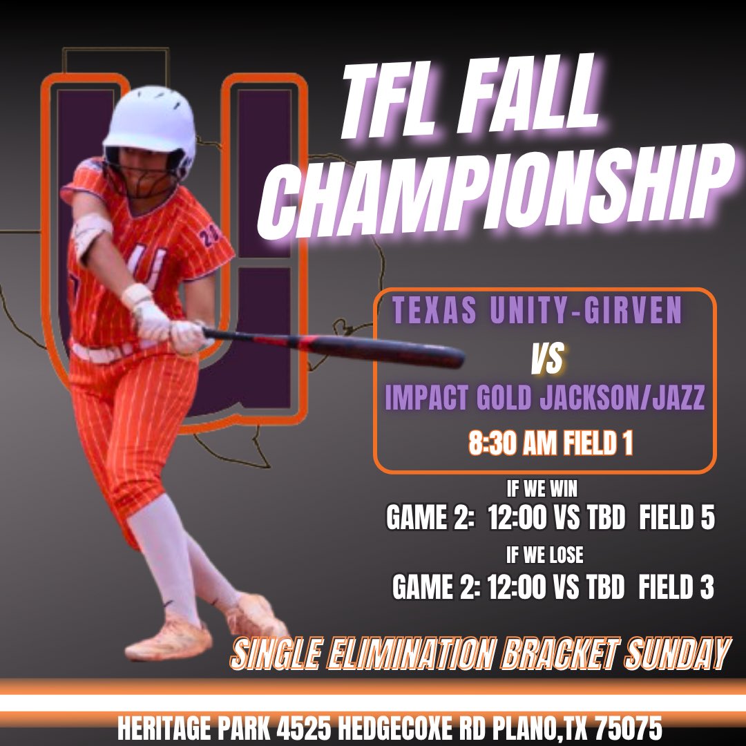 Last fall tournament of the season coming up this weekend in Plano at the TFL Championship! TX Unity 18U Smith is locked in and ready to finish strong. Let’s compete, play with heart, and earn our berth to the Alliance Championship in Indiana in July 2026.