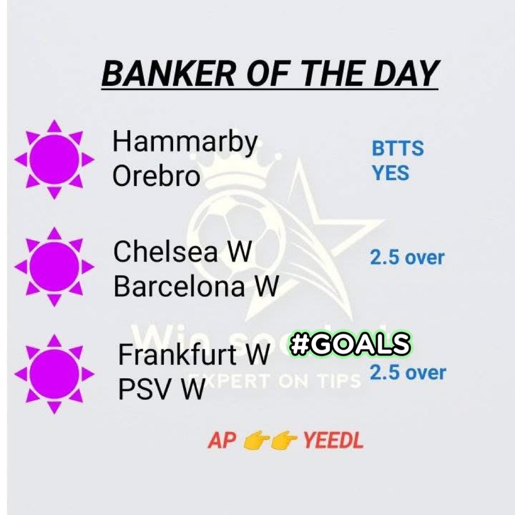 Banker of the day Goodluck 😈 
AFROPARI code: YEEDL

Not on Afropari register here📲 👉 tinyurl.com/2n46k3x5
Download App👉tinyurl.com/Palmer254App

Promo code 👉 PALMER254