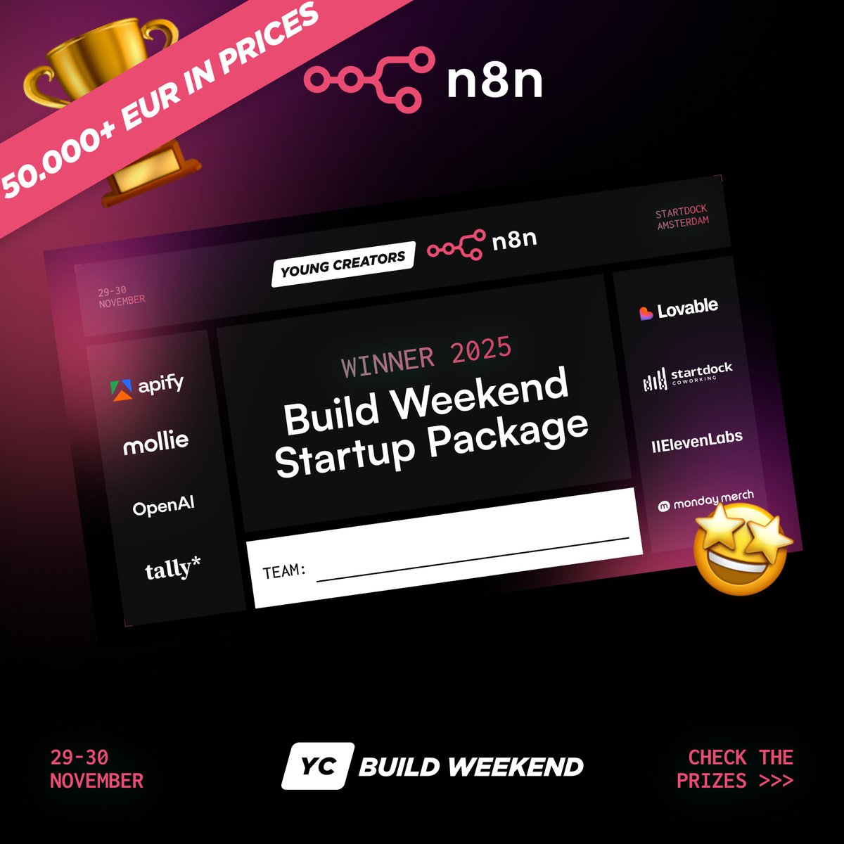 young_creators's tweet image. We&apos;re dropping 50k in prize value during our upcoming Build Weekend, and beyond excited for what is going to happen in 8 days 🚀