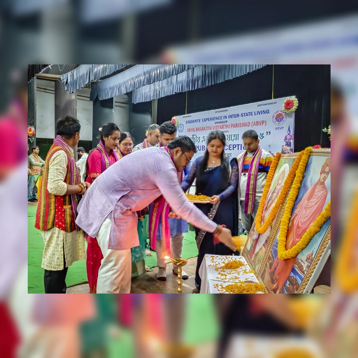 SEILOrgIn's tweet photo. Under the joint initiative of Students’ Experience in Inter-State Living (SEIL) and the Akhil Bharatiya Vidyarthi Parishad (ABVP), a felicitation ceremony was held in Dharmanagar after the Group successfully completed its 7-day tour across various districts of Tripura as part of https://t.co/uYEDh6OlL4