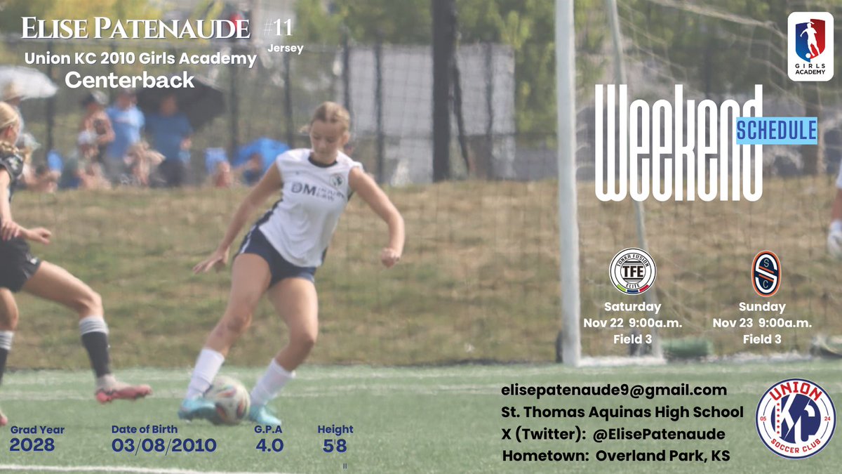 ElisePatenaude's tweet photo. Weekend locked in. 
Here's my schedule - ready to set the tone before Norco.💪⚽️
#GASoccer #2028Centerback

@ImYouthSoccer @GAcademyLeague @EliteSoccerPlay @girlssoccernet @RecruitMatador @csoccernews @TheSoccerWire @TopDrawerSoccer @Sports_Recruits @PrepSoccer @SocAddicts https://t.co/fKrWtGnSWc