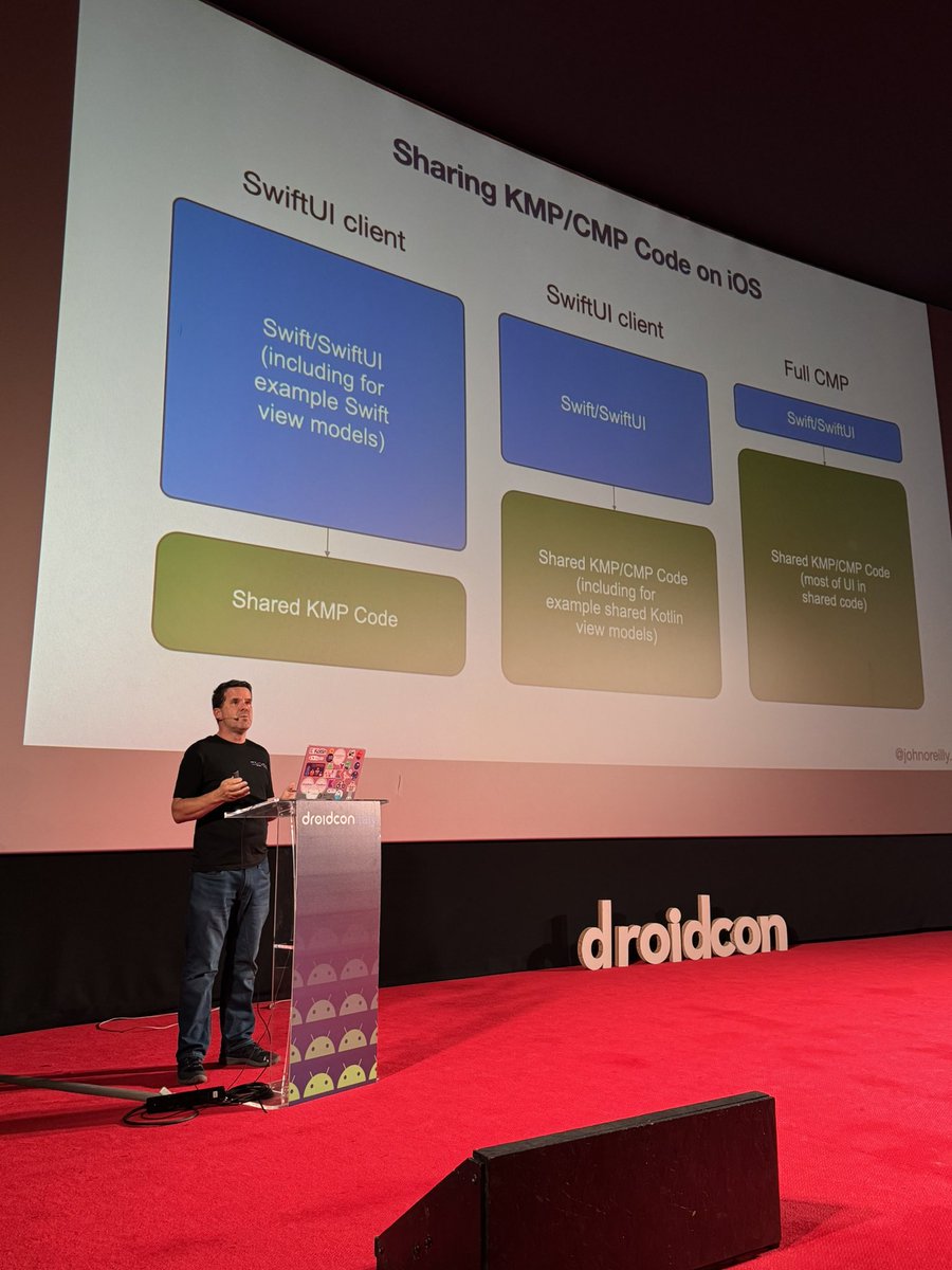 Droidconit's tweet image. “Kotlin and Compose Multiplatform patterns for iOS interop” @joreilly 🚀