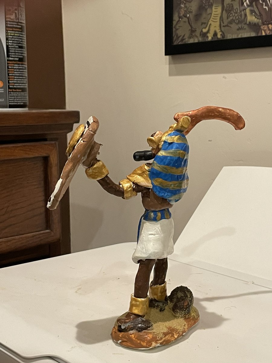 BrandonPilcher's tweet photo. An Egyptian warrior I made with modeling clay, using a wire armature. #ancient #egyptian #african #modelingclay #sculpture #art #artistontwitter https://t.co/V9mPq7I3Qb