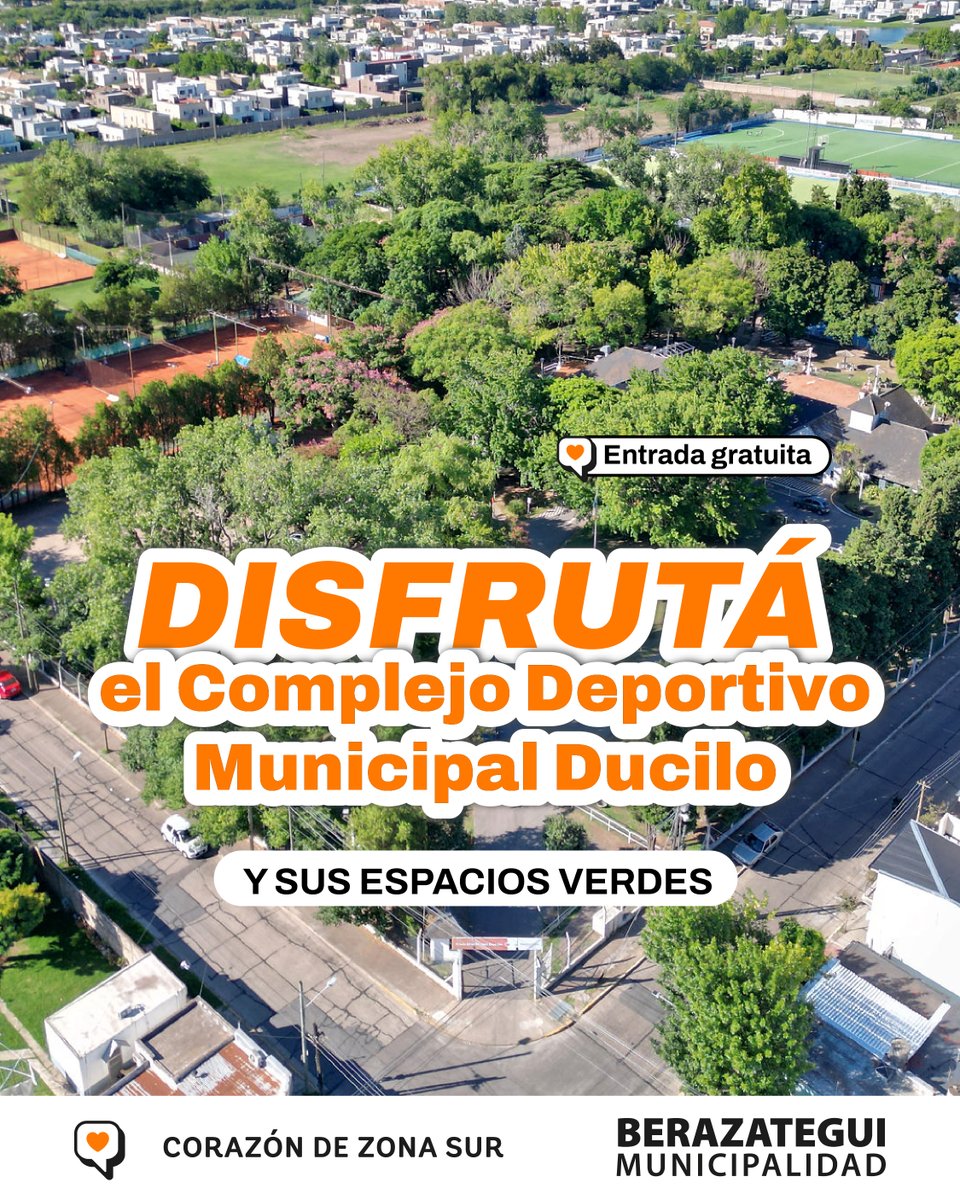 jjosemussi's tweet image. El Complejo Deportivo Municipal Ducilo es un lugar único: amplio, seguro, gratuito y pensado para que vengan a pasar la tarde con amigos o familia, y con el mate infaltable 🧉💚.

📍 Los y las invito a visitarlo en calle 5 y 151.

#Berazategui #BerazateguiCorazónDeZonaSur