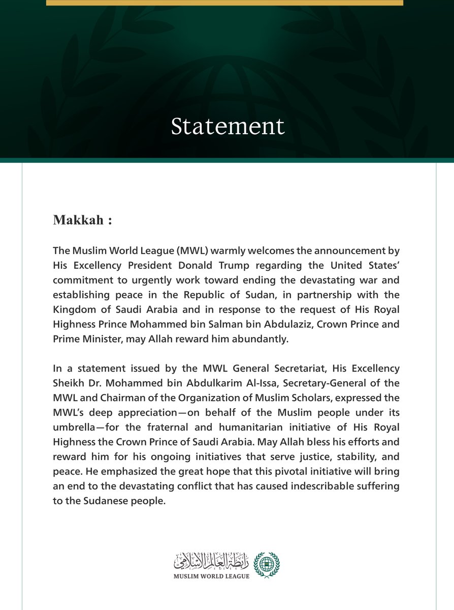 MWLOrg_en's tweet image. Statement from the #MuslimWorldLeague: