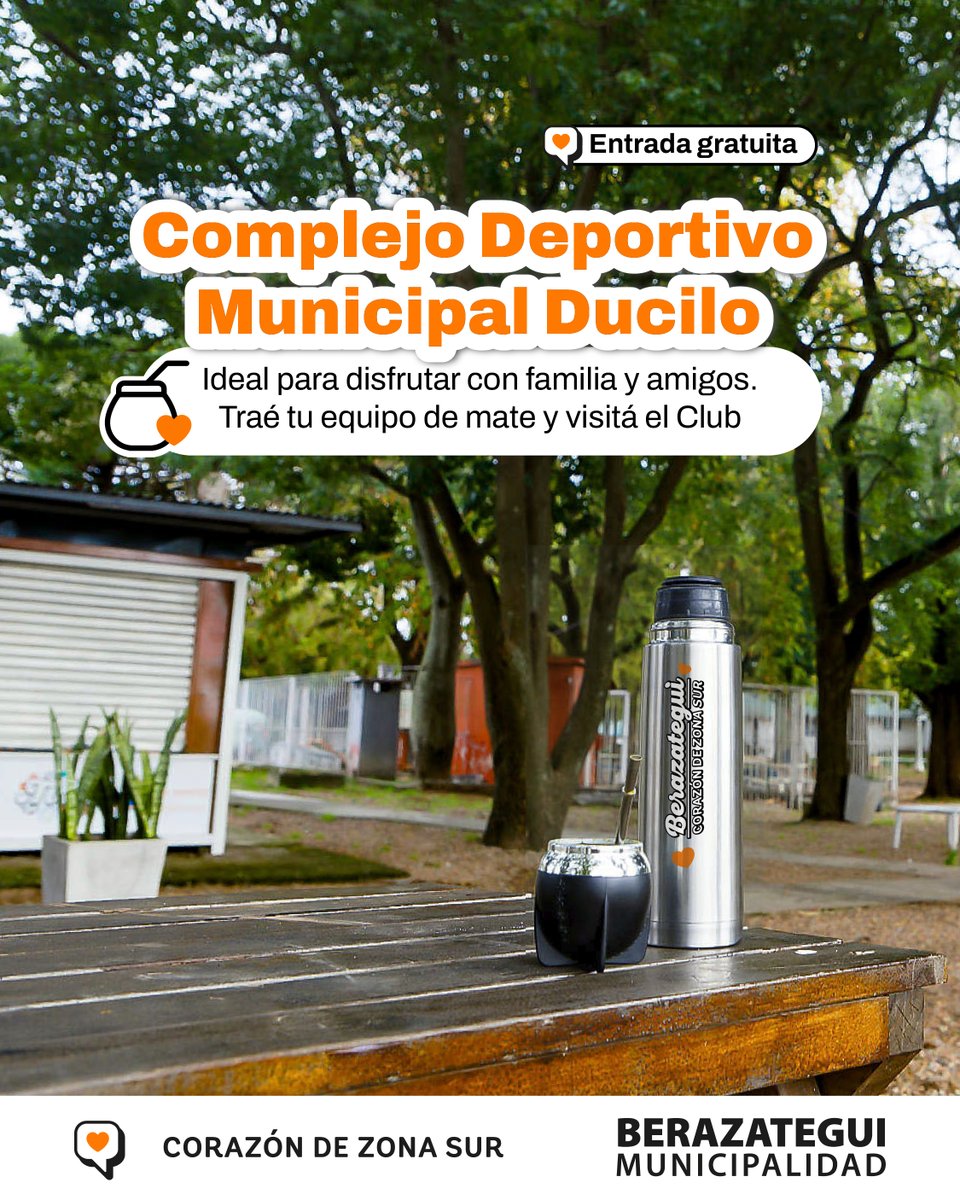 jjosemussi's tweet image. El Complejo Deportivo Municipal Ducilo es un lugar único: amplio, seguro, gratuito y pensado para que vengan a pasar la tarde con amigos o familia, y con el mate infaltable 🧉💚.

📍 Los y las invito a visitarlo en calle 5 y 151.

#Berazategui #BerazateguiCorazónDeZonaSur