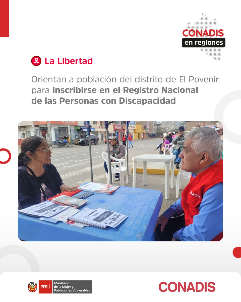 #LaLibertad | El Conadis participó en la caravana “Contigo Emprende y Cuida”, un espacio multisectorial orientado a acercar los servicios y programas del Estado a la población en situación de vulnerabilidad. 🤟

Conoce más de Conadis en regiones en: 👉 gob.pe/es/n/1290776