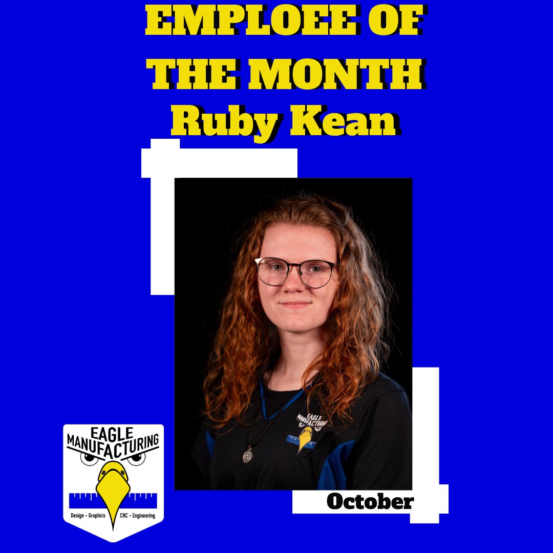 The employee of the month for October is Ruby Kean!!
#studentrunbusiness #studentled #qulitydriven #workforceready #eaglemanufacturing