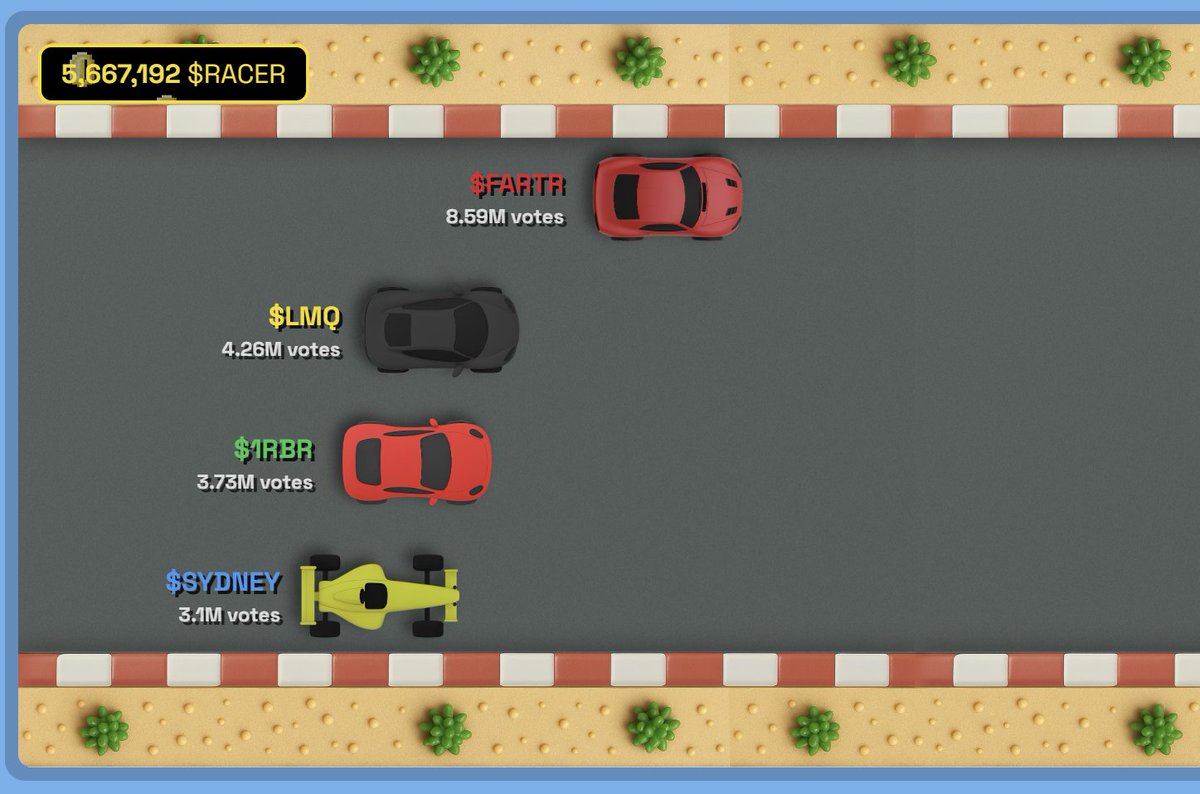 almost 5.7 million $RACER up for grabs in 30 minutes

do you have the fuel in you to win?