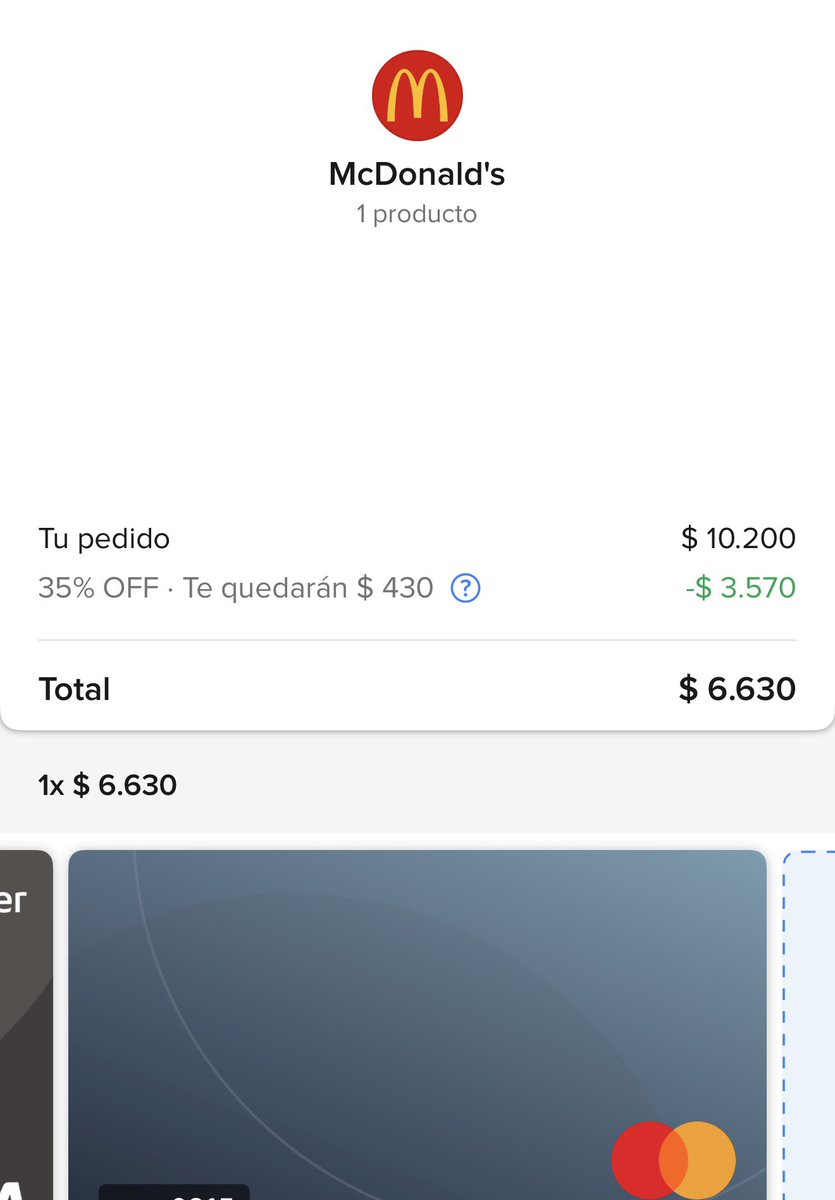 vmenditto's tweet photo. 🍔Delivery de MercadoPago

👉🏼35% de descuento para todos los clientes hoy jueves pagando con Máster de cualquier banco o billetera ( en el ejemplo PREX)
👉🏼Tope $4.000

En la foto te dejo simulación de un combo BigMac completo que quedaría en $6.630 con envío incluido 

👉🏼Si queres pedir por primera vez , $7.000 de regalo que te deja los combos en $3.000 es una locura 🔥 

Usa mi link . Acordate podes pedir en donde quieras siempre dentro de ti zona de alcance 

https://t.co/7S2Bash1MY