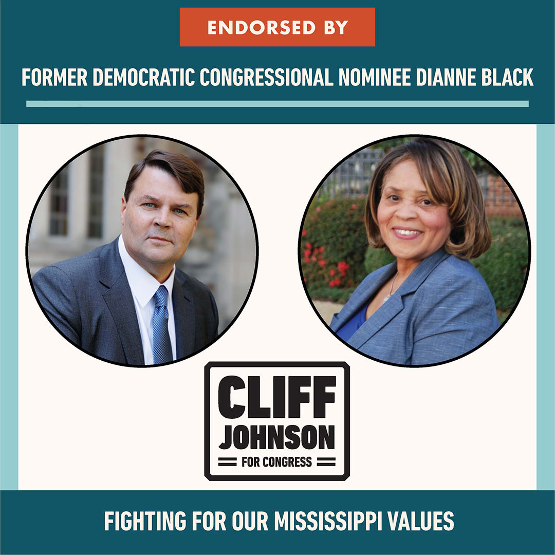 Former Democratic Congressional Nominee Dianne Black has endorsed our campaign. Dianne was the Democratic challenger in the First District in both 2022 and 2024. She is from DeSoto County, a key battleground in this race-so happy to have her working with us to Flip the First!