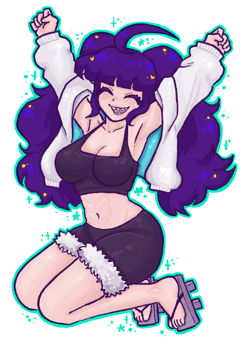 Shadowstar's OC, Tasha!! i love her design 💜 and i wanted to do something cute with the pose :3
hope you like it, Shadowstar!! &lt;3
drawn on flockmod 🫶

#artmoots #smallartist #rkgk