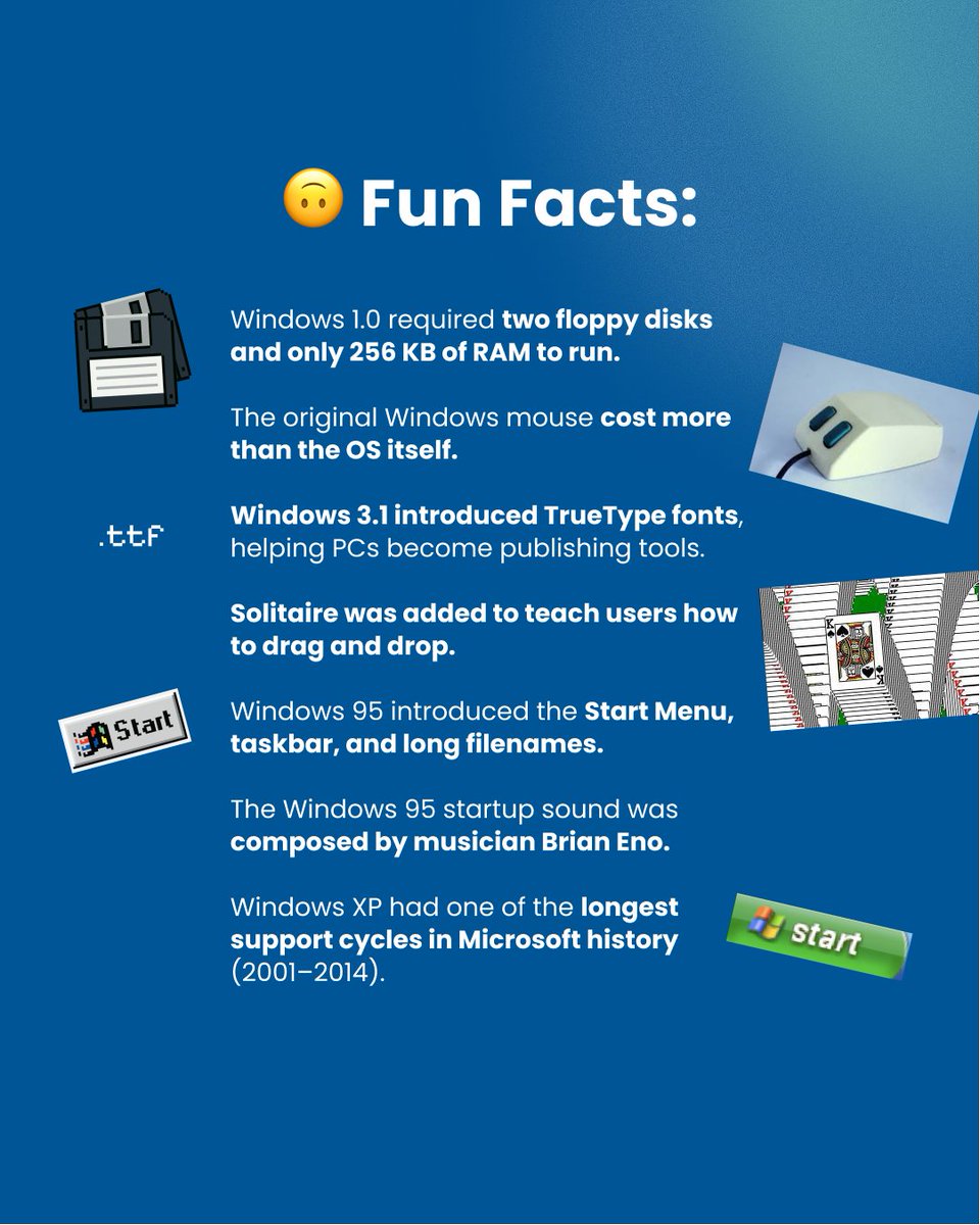 ImprovingSAM's tweet image. 🎉 Windows turns 40! 

Whether you jumped ship already or you continue using this 40-year-old Operating System, we think there&apos;s always something to learn, and here&apos;s a quick summary about this journey:

#Windows #Improving #TechHistory
