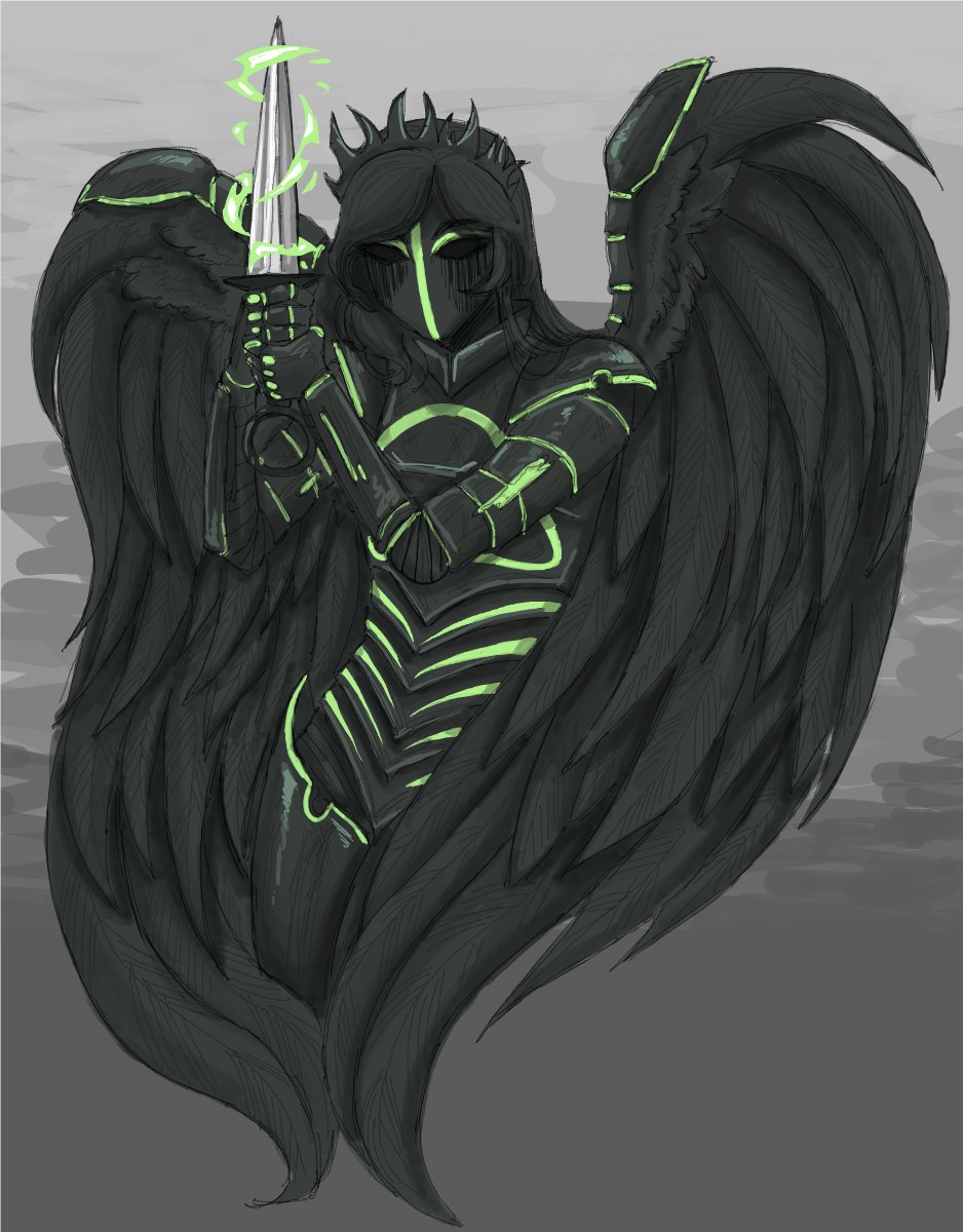 gorthal's OC, Malice💚 
im gonna be honest- i took a few liberties with her design cuz i got inspired by female armor work! shes so badass🔥
hope you like it gorth! 
if you'd like, fanart of my fenny sona would be great from you! love your art, man! 

#artmoots #smallartist #rkgk