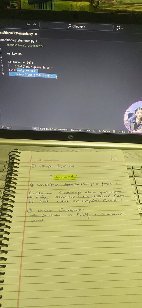 AnishKumar60393's tweet image. Hello Everyone 🙋, 
 Today I&apos;m Complete Chapter - 04 From Python AI + Ml Course By @saumya1singh mam.

Topics :- 
✅ Conditional Statement 
✅ List In Python 
✅ Tuple in Python 
And Complete my Assignment Question . 
#pythonlearningjourney #CodingChallenge #machinelearning