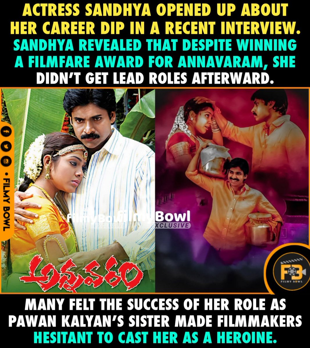 FilmyBowlTamil's tweet image. Actress #Sandhya opened up about her career dip in a recent interview.

#PawanKalyan #Annavaram

Follow 👉 @FilmyBowlTamil