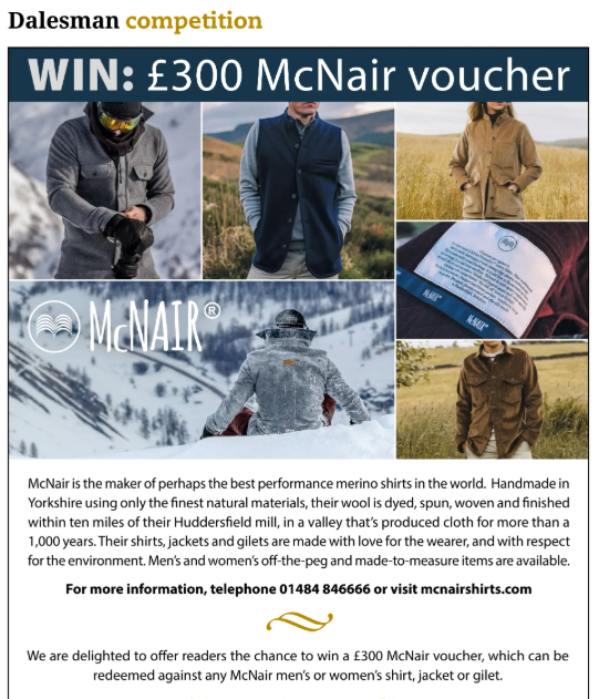 The_Dalesman's tweet image. Don't miss your chance to win a £300 @McNairshirts  Voucher.
Follow the link in our bio to order your December issue...

#competition #competitions #competitiontime #competitionready