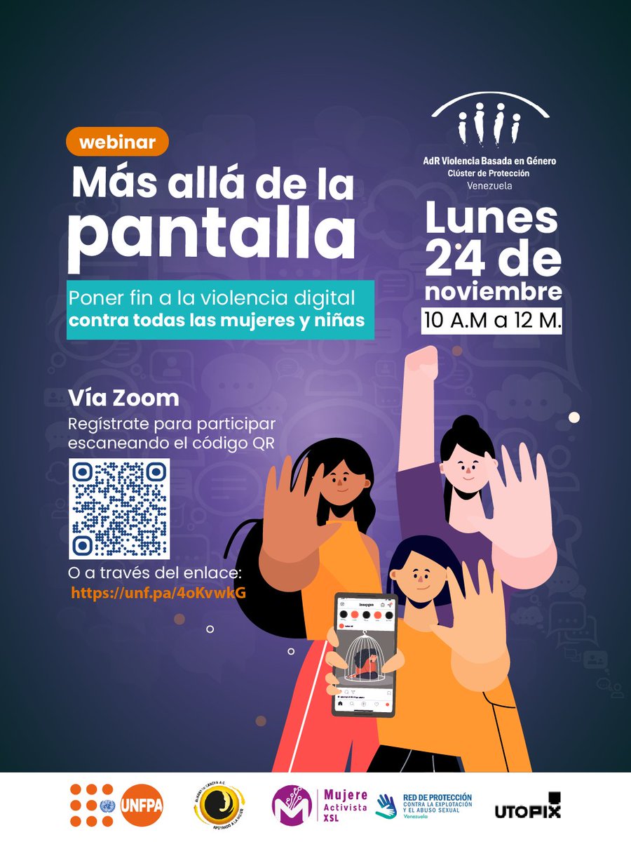 #ViolenciaDigital Acoso, control, difusión no consentida de imágenes y discursos de odio que afectan desproporcionadamente a mujeres y niñas.

Únete al webinar “Más allá de la pantalla” y construyamos entornos digitales seguros.

🗓️ 24 nov
🕙 10:00 a.m.
🔗 unf.pa/4oKvwk