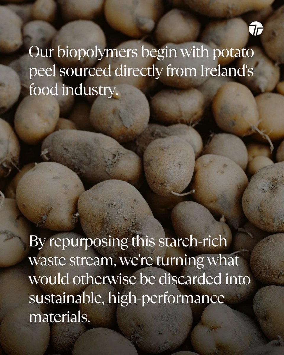 TechTeysha's tweet image. Our biopolymers begin with potato peel sourced from Ireland&apos;s food industry. By repurposing this starch-rich waste stream, we transform what would otherwise be discarded into sustainable, high-performance materials.

#PlasticFree