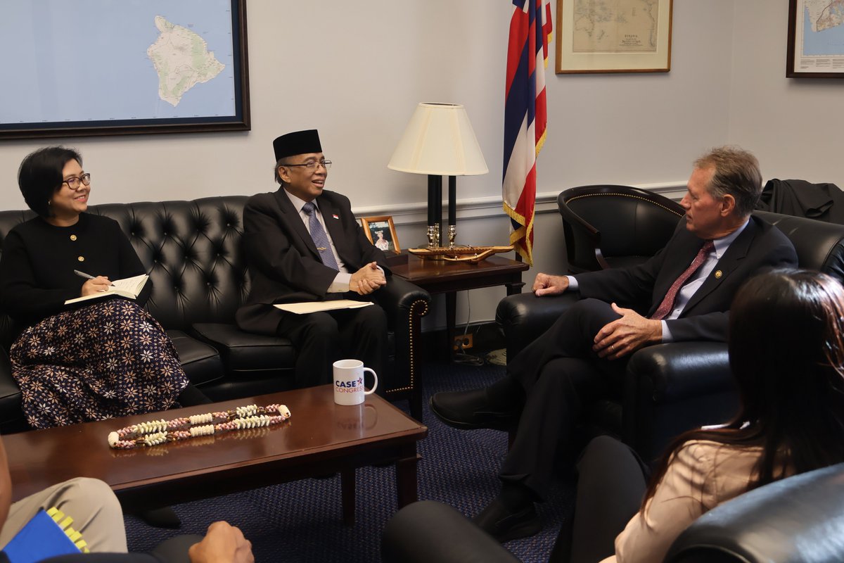 RepEdCase's tweet image. Indonesia, a vast and diverse country of 280 million people and the world’s third-largest democracy (after India and our country), is part of our Indo-Pacific ‘ohana and our critical partner in mutual defense, trade and other international efforts. I met with H.E. Dwisuryo…
