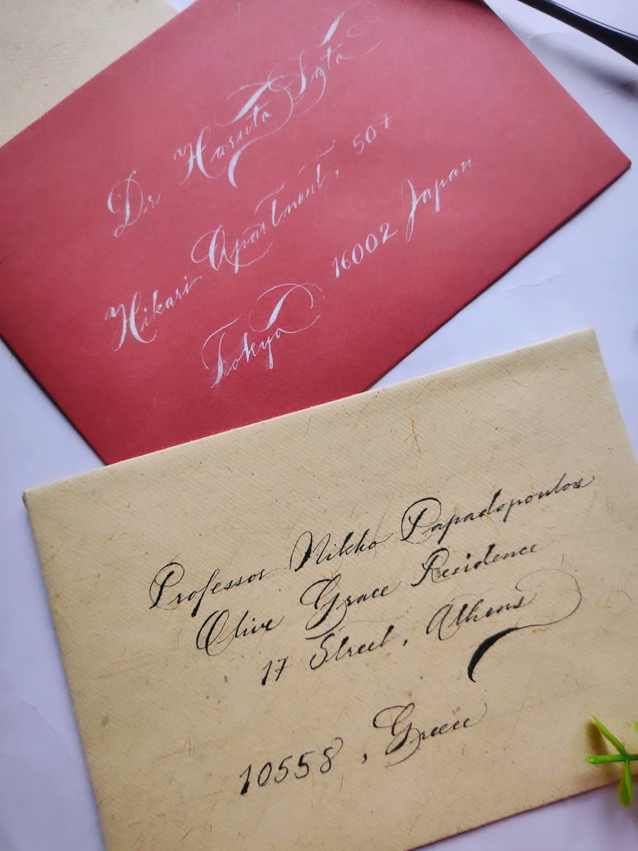StrokartStudio's tweet image. Envelope Addressing 💌✨✍️

#lettering #copperplate #strokart_studio #Trending #art #ArtistOnTwitter #artists #Twitter #Calligraphy #writing #artworks #penmanship #spencerian #flourishing