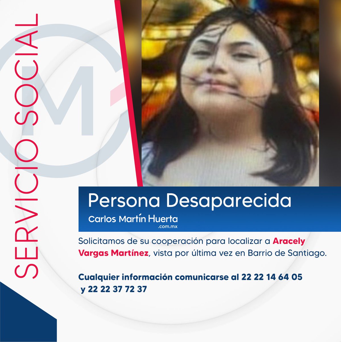 carlosmartinh's tweet image. 🔎 #ServicioSocial | Aracely, de 17 años de edad, fue vista por última vez el 18 de noviembre en el Barrio de Santiago, Puebla