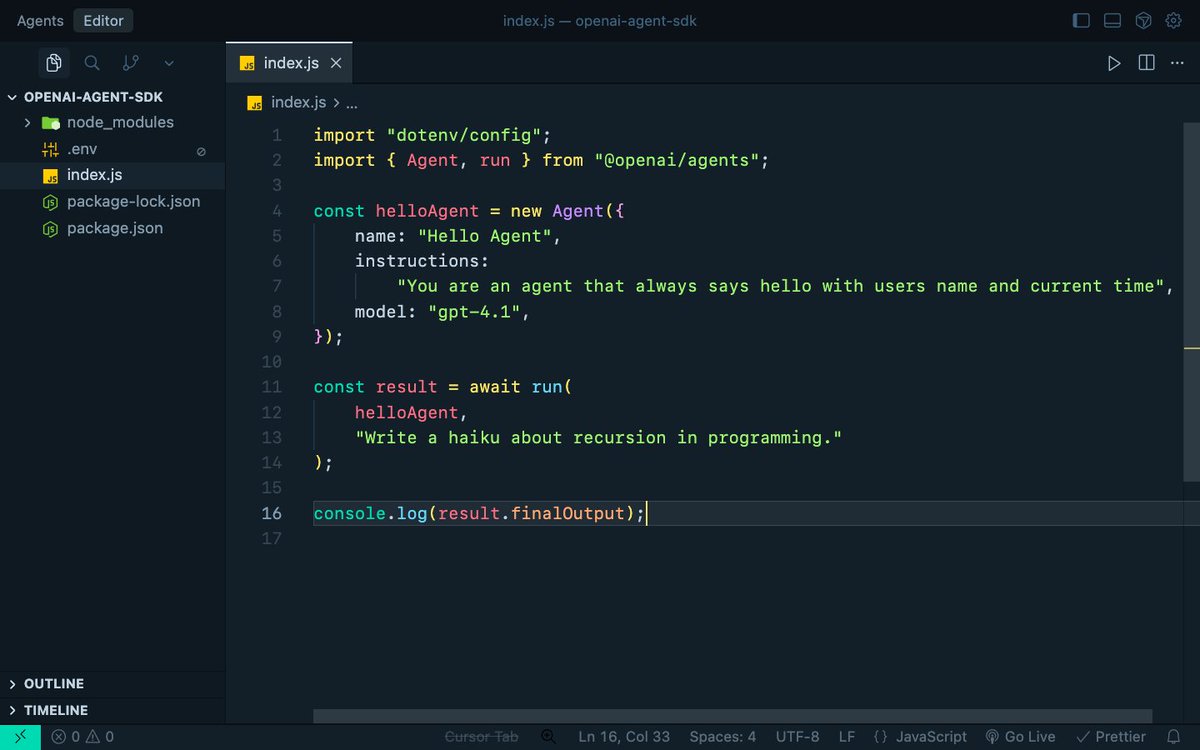 csfahad_x's tweet image. great series by @piyushgarg_dev on OpenAI Agent SDK,

Agents = LLM + tools + instructions → AI that can think, act, and execute.
super clean TS setup, built-in guardrails, structured outputs &amp;amp; tracing. excited to start building real autonomous workflows!
#OpenAI #AIAgents #ts