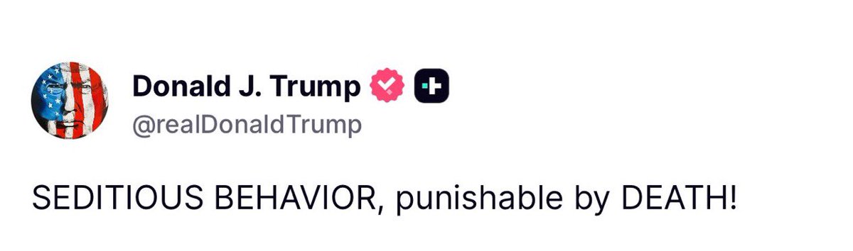 GeneralMCNews's tweet image. BREAKING: President Trump is suggesting the death penalty after  Democrats encouraged a rebellion within the military and CIA against him.