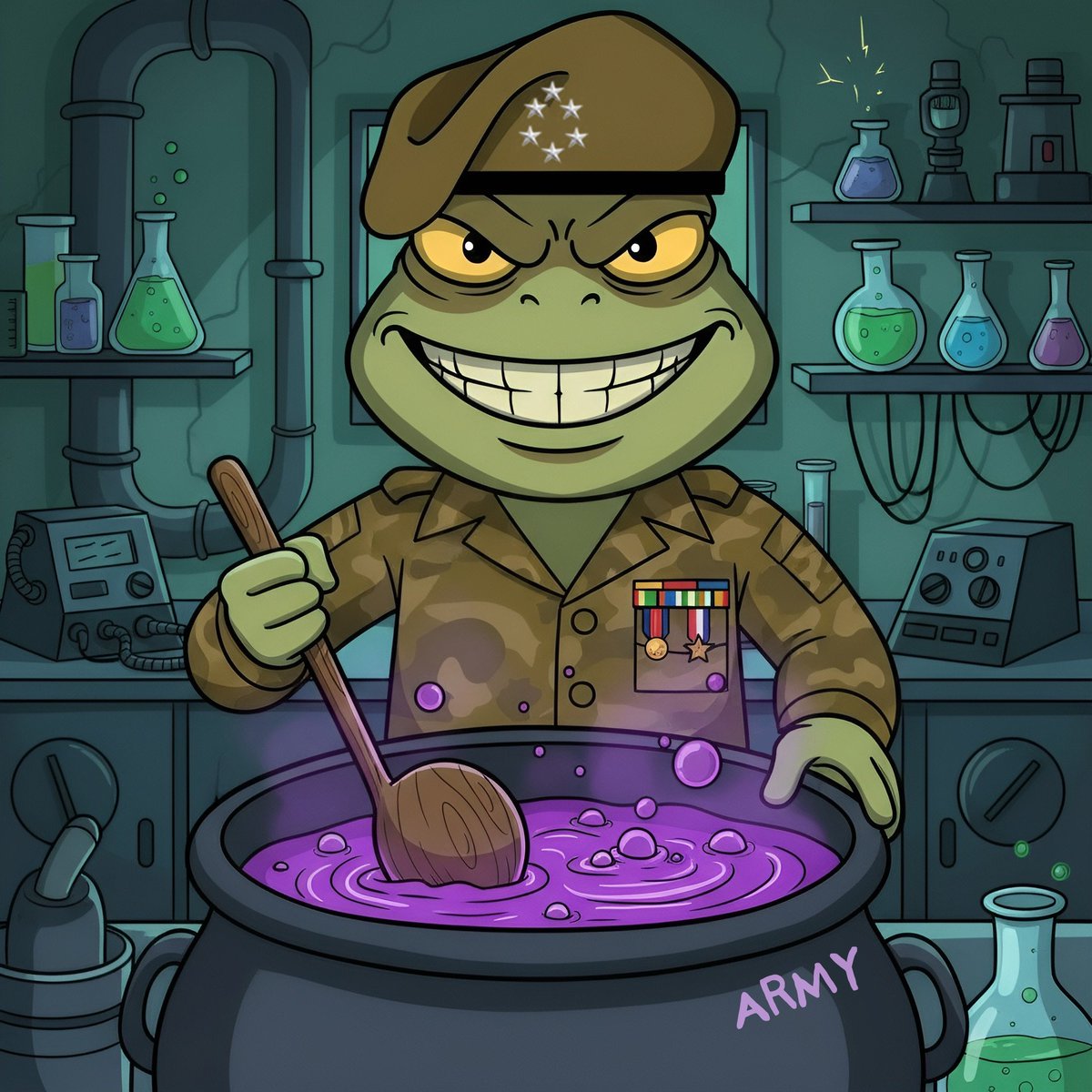 armycoinsol's tweet image. Cooking up the next level of $ARMY strength in the secret lab 🧪🔥