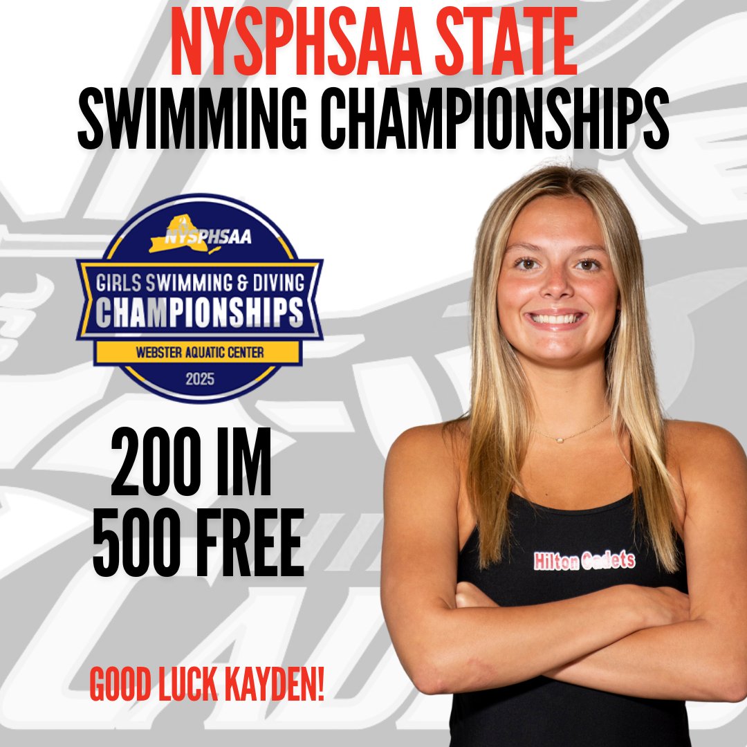 HiltonCadets's tweet image. One event today:
🏊‍♀️Girls Swimming
🏆State Championship Prelims
⏰10:00
🏟️Webster Aquatic Center
🎟️gofan.co/nysphsaa?activ…
🍎#WeAreHilton