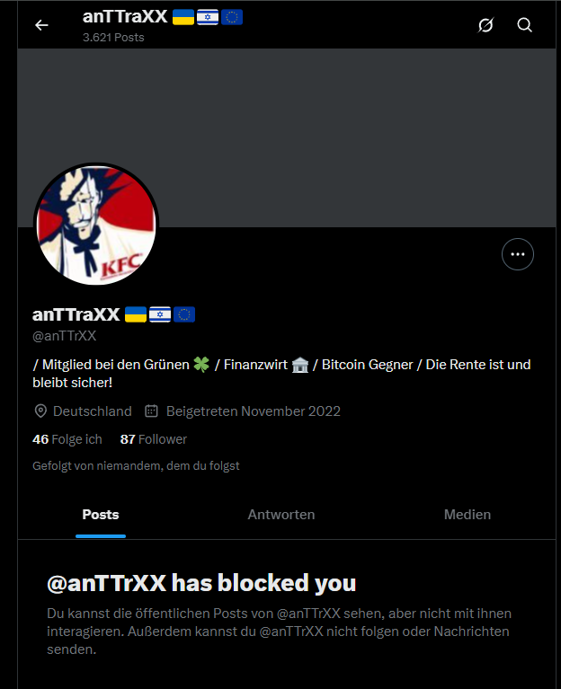 Und wieder mal ein Linker, der Demokratie nur solange mag, wie ihm nicht widersprochen wird. #Demokratie

<a href="/anTTrXX/">anTTraXX 🇺🇦🇮🇱🇪🇺</a> - einer "unserer wahren Demokraten". 😂