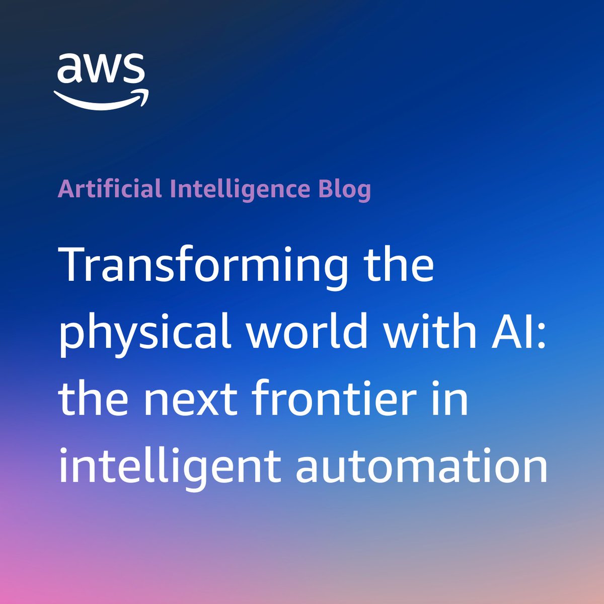awscloud's tweet image. The next wave of AI isn&apos;t just digital—it&apos;s transforming factories, robotics, &amp;amp; real-world operations.

Here&apos;s what&apos;s happening on the front lines of physical AI from the AWS Generative AI Innovation Center, according to Sri Elaprolu, Alla Simoneau, Paul Amadeo, &amp;amp; Randi Larson.…